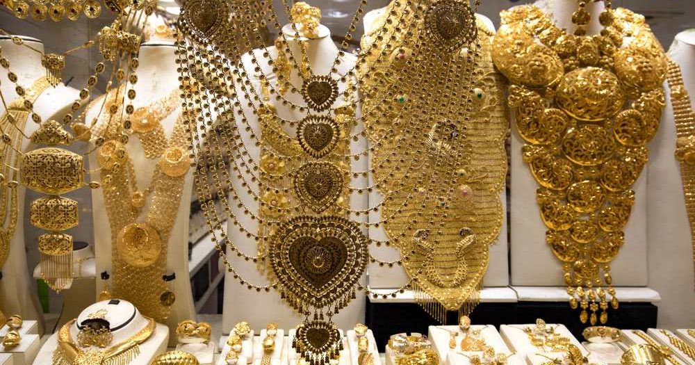 The Dubai Gold Souk (market) in Deira, Dubai.